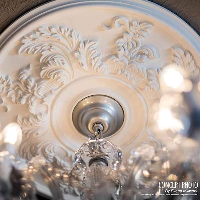 Ekena Millwork CM12BRSGS 12 1/2"OD X 3 7/8"ID X 3/4"P Bradford Ceiling Medallion Fits Canopies Up to 6 5/8", Steel Gray