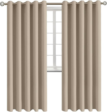 BGment Blackout Curtains - Grommet Thermal Insulated Room Darkening Bedroom and Living Room Curtains, Set of 2 Panels (70 x 84 Inch, Sand)