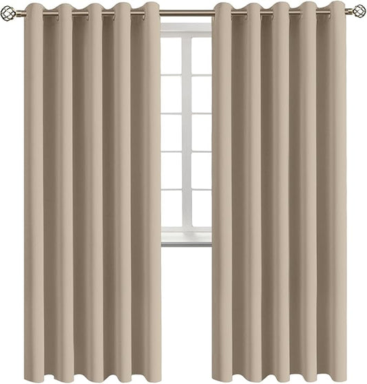 BGment Blackout Curtains - Grommet Thermal Insulated Room Darkening Bedroom and Living Room Curtains, Set of 2 Panels (70 x 84 Inch, Sand)