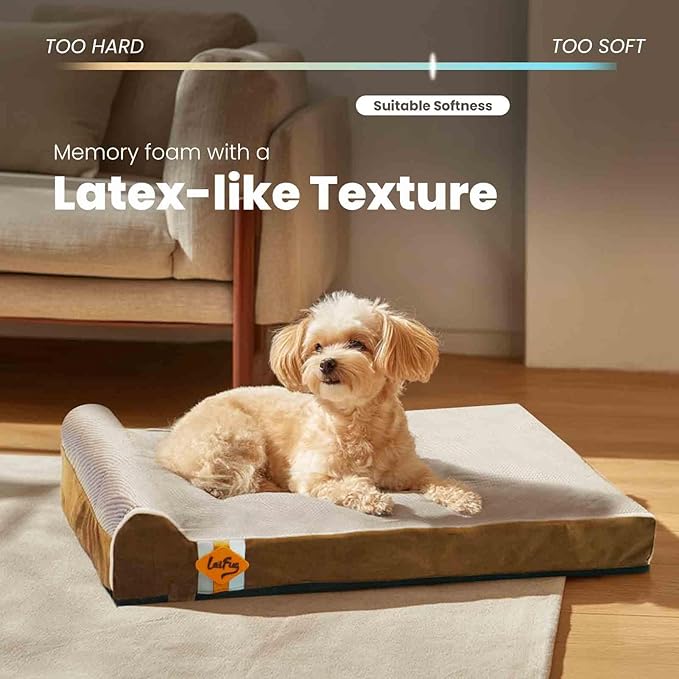 Laifug Orthopedic Memory Foam Dog Bed with Durable Water Proof Liner and Removable Washable Cover (Large (34"x22"x5.5"), Brown)-Mewly Pet