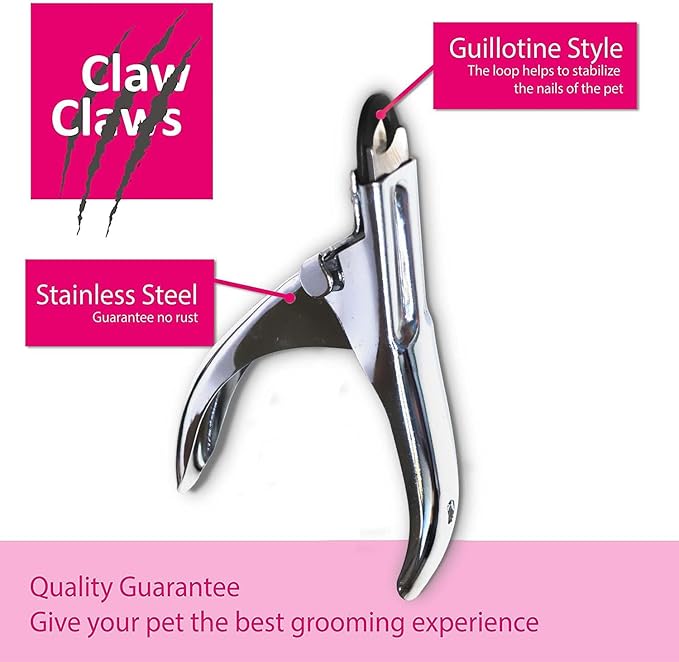 Guillotine Type Dog Nail Clippers for Small and Medium-Sized Dogs, Safety Guard to Avoid Over Cutting, Sharp Stainless Steel Blade (No Coated Handle)-Mewly Pet