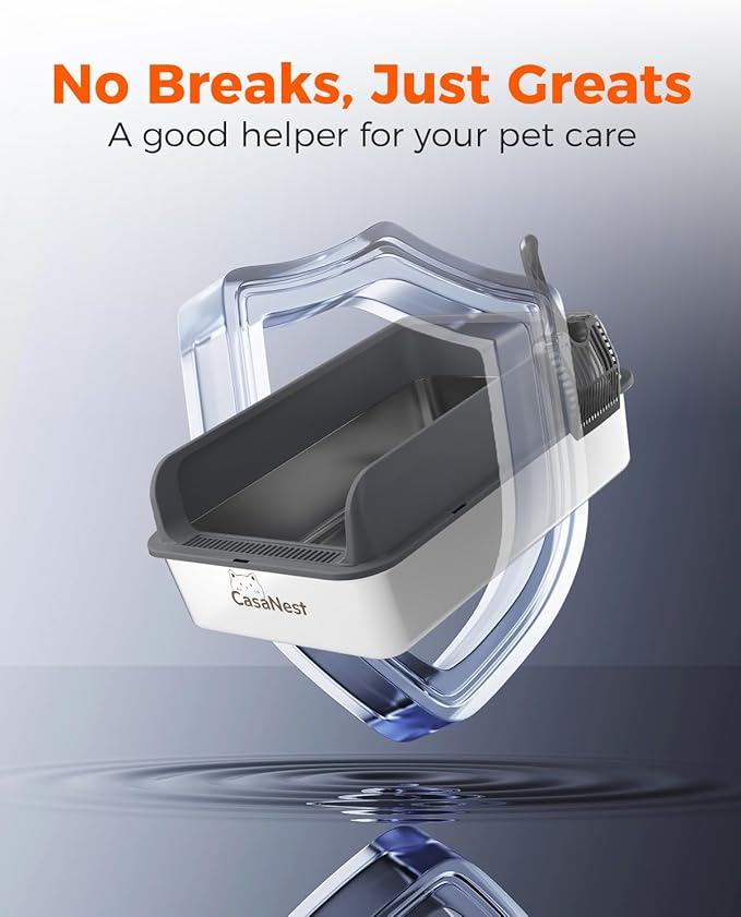 XXXL Stainless Steel Cat Litter Box 28.1''×20.5''× 10.1” Extra Large Metal Cat Litter Box for Big, Multi Cats, Anti-Leakage & Non-Stick Metal Pan, Easy to Clean, Durable (Black-Mewly Pet