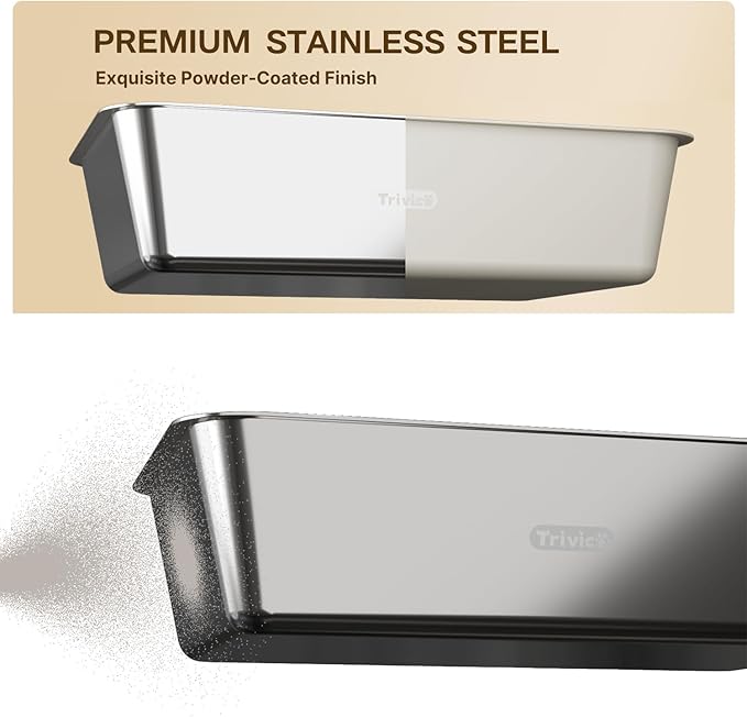 Stainless Steel Cat Litter Box with Lid, XX-Large Extra Large Litter Boxes for Large Cats,Enclosed Removable Metal Kitty Litter Box with High Sided,Magnetic Door,40L Box, Litter Trap Step/Mat-Mewly Pet