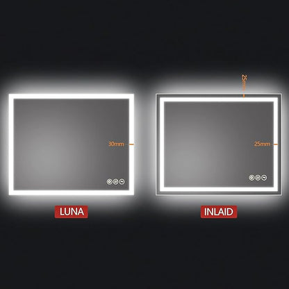 Lighted Bathroom Makeup Mirror,20x28 Inch LED Wall Mount Frameless Rectangle Smart Bathroom Mirror with Touch Button Horizontal/Vertical,Anti-Fog