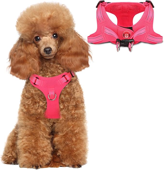 Dog Harness Step in Dog Vest Harness, Reflective Adjustable Puppy No Pull Harness Breathable Soft for Small and Medium Dogs Cats, Pink, XS-Mewly Pet