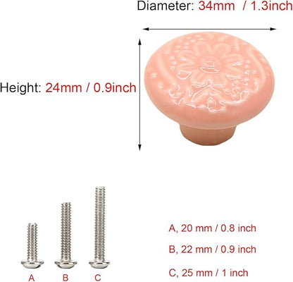 HUAMULAN 15 PCS Cabinet Knobs Glossy Ceramic Dresser Mushroom Table Drawer Cupboard Pull Furniture DIY Wardrobe Solid Color Vintage Handle,with 3 Size Mounting Screws