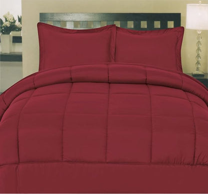 Sweet Home Collection 7 Piece Comforter Set Bag Solid Color All Season Soft Down Alternative Blanket & Luxurious Microfiber Bed Sheets, Burgundy, Twin