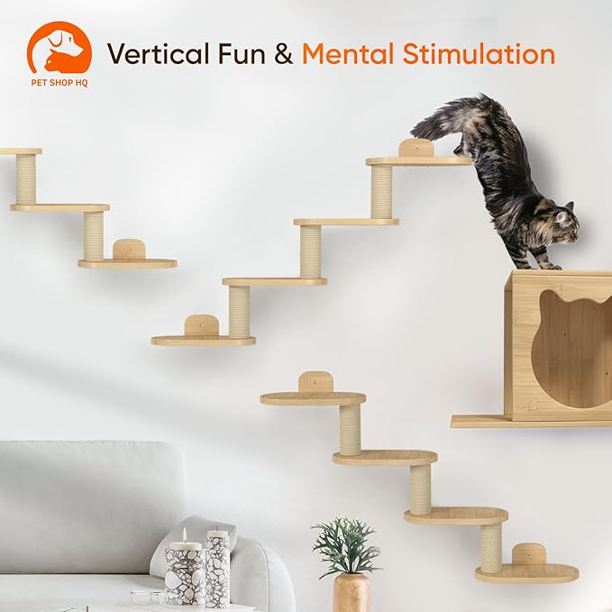 Wall-Mounted Cat Furniture for Climbing - Indoor Wooden Floating Shelves, Perches, Hammock, Bed, Bridges, Walkways - Different Models-Mewly Pet