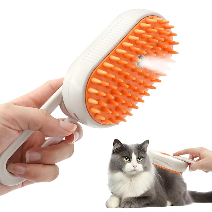 Cloud Care Cat Brush, Cat Steam Brush for Shedding, 4-In-1 Self-Cleaning Pet Steam Brushs for Long and Short Hair Cats and Dogs Grooming Supplies-Mewly Pet
