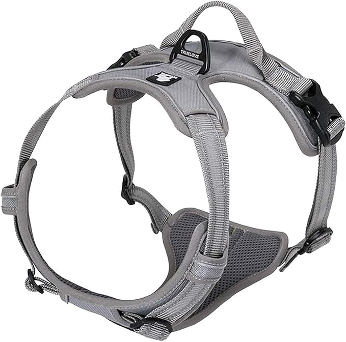 TRUE LOVE Adjustable No-Pull Dog Harness Reflective Pup Vest Harnesses Comfortable Control Brilliant Colors Truelove TLH5651(Gray,XL)-Mewly Pet
