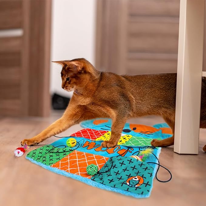 AWOOF Cat Mat, Cute Soft Catnip Mat, Cat Activity Mat Machine Washable Catnip Toys Interactive Cat Toys for Indoor Cats (Mouse Shape)-Mewly Pet