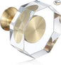 12-Pack 1-1/4-Inch Gold knob Dresser knobs White Cabinet Glass Crystal knobs Brass Drawer Polygonal Dresser Pulls, Drawer pulls