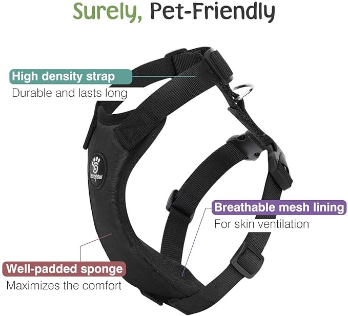 Dog Seat Belt, Safety Vest Dog Car Harness with Adjustable Buckle Dog Seat Belt for Vehicle Nylon Pet Safety Seat Belts Heavy Duty(S, Black)-Mewly Pet