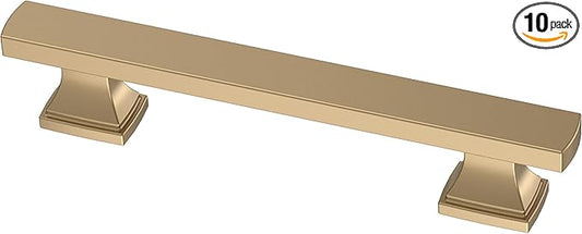 FRANKLIN BRASS Tiered Foot (10-Pack) Cabinet Handles 3-3/4" Hole Center Pulls | Champagne Bronze Hardware Kitchen Door, Drawers, Dressers, Furniture P49573C-CZ-B