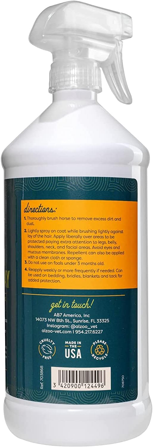 Natural Fly and Tick Horse Spray, Helps Repel Mosquitoes, Horseflies & Ticks, Plant-Based Active Ingredients, 32 Fl. Oz. Spray Bottle-Mewly Pet