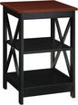 Convenience Concepts Oxford End Table 15.75" - Modern Living Room Table with Storage Shelves, Transitional Nightstand Side Table for Home Decor and Display, Cherry/Black
