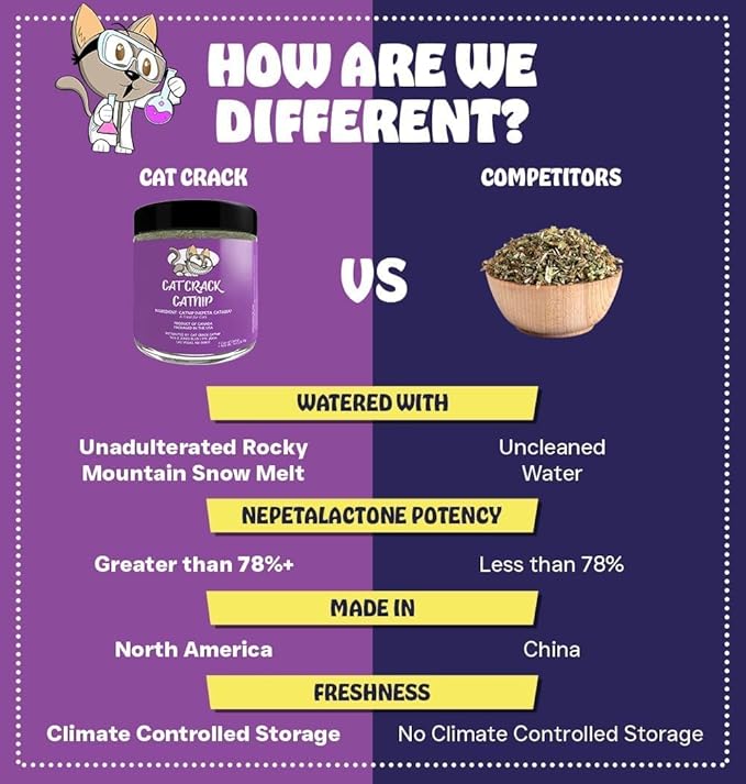 Cat Crack Organic Catnip, 100% Natural Cat Nips Organic Blend That Energizes and Excites Cats, Used for Cat Play, Training, & New Catnip Toys (1 Cup)-Mewly Pet