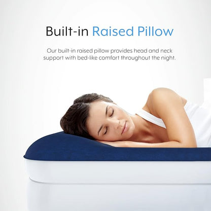 Active Era Luxury Queen, High Air Mattress with Built in Pump and Raised Pillow - Elevated Double, with Structured I-Beam Technology, Height 22" Tall Air Bed Queen Size