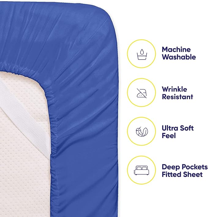 Full Size Bed Sheets - 6 Piece 1500 Supreme Collection Fine Brushed Microfiber Deep Pocket Full Sheet Set Bedding - 2 Extra Pillow Cases, Great Value, Full, Royal Blue