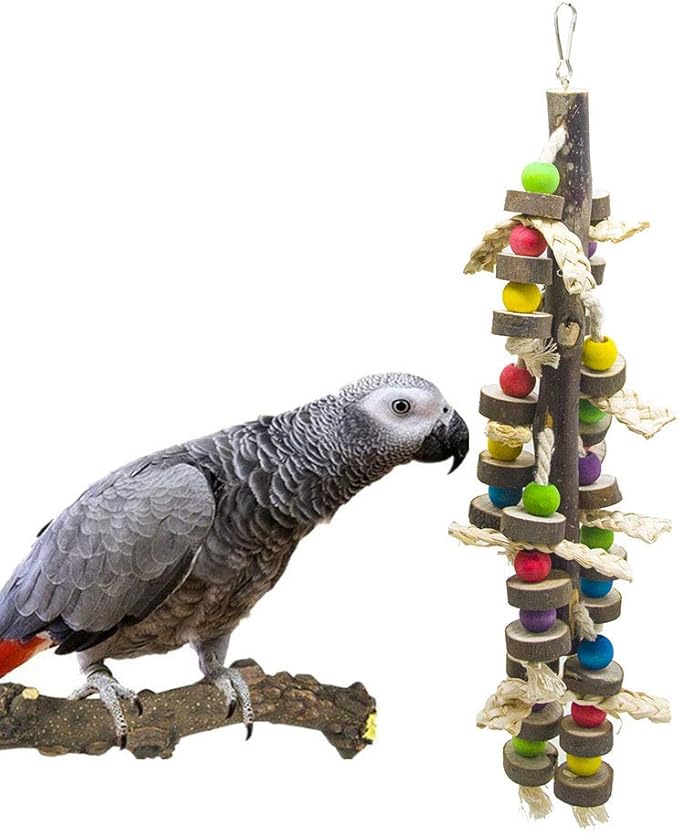 EBaokuup Wood Bird Chewing Toys-Blocks Parrot Tearing Toys Best for Finch,Budgie,Parakeets,Cockatiels, Conures,Love Birds and Amazon Parrots-Mewly Pet