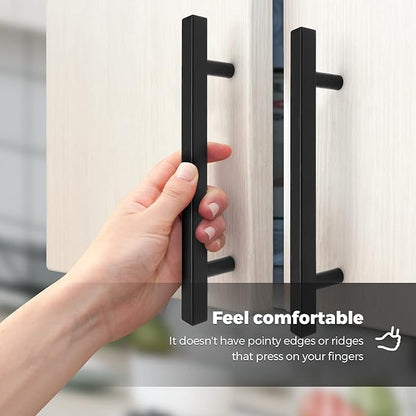 Ravinte Black Cabinet Handles 25 Pack 5 inch Matte Black Square Cabinet Pulls Kitchen Hardware Modern Pulls 7-3/8 inch Overall Length Kitchen Drawer Handles