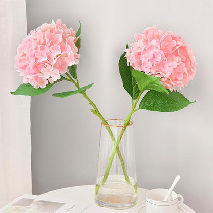 6 Pcs Real Touch Pink Hydrangea Artificial Flowers with Stems, Fake Silk Flowers for Outdoors, Artificial Flowers for Home Decor Wedding Bouquets Centerpieces Vase
