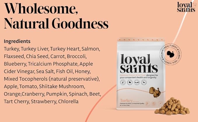 Freeze Dried Raw Dog Food - Premium Turkey and Salmon Flavor with High Protein and Grain Free Dog Food for All Breeds and Picky Eaters - Versatile as Meal Topper, Snack, and Treats, 14 Oz-Mewly Pet