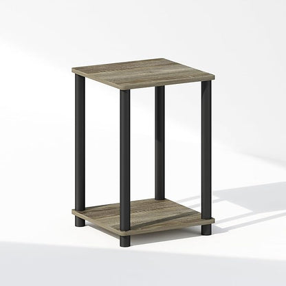 Furinno Turn-N-Tube Night Stand, 2-Tier Open Shelf Design Nightstand, Toolless Bedside Table, End Table, Side Table, for Bedroom, Living Room, French Oak