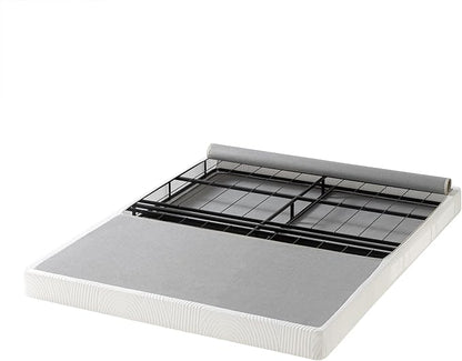 ZINUS 4 Inch Box Spring with Cover, No Assembly Mattress Foundation, Sturdy Metal Structure, Full, White
