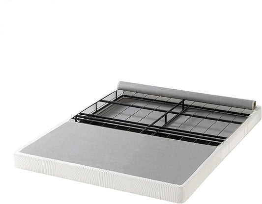 ZINUS 4 Inch Box Spring with Cover, No Assembly Mattress Foundation, Sturdy Metal Structure, Full, White