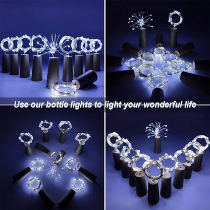 MUMUXI Wine Bottle Lights with Cork Switch [10 Pack] | Easy-to-Use 3.3ft 20 LED Bottle Lights | Universal Size Cork Lights for Wine Bottles Liquor Bottles Christmas Lights Indoor Outdoor, Cool White