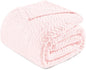 Exclusivo Mezcla Fleece Queen Size Blanket for Bed, 90x90 Inches Soft Cozy Jacquard Flannel Blankets, Lightweight Fuzzy Plush Warm for Winter, Light Pink