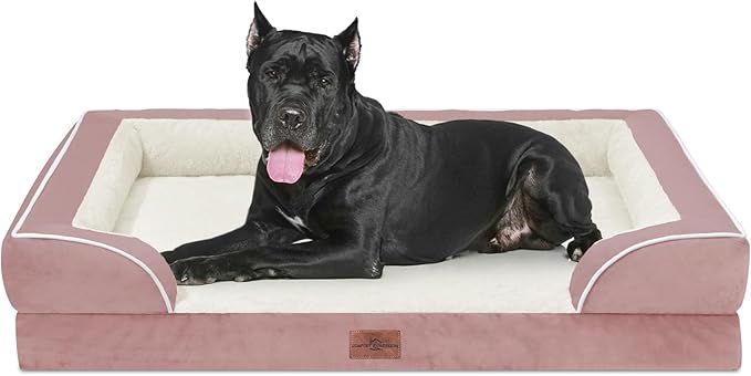 Comfort Expression XXL Orthopedic Dog Beds, Waterproof Orthopedic Foam Extra Large Dog Beds, Washable Pet Sofa Couch with Removable Cover & Non-Slip Bottom(XX-Large,Pink)-Mewly Pet
