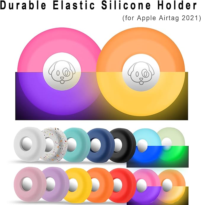 Airtag Holder for Dog Collar, Cibaabo Silicone Air Tag Case Cover Compatible with Apple Airtags for 0.8-1.2inch Cat Pet Collar Harness Loop-Mewly Pet