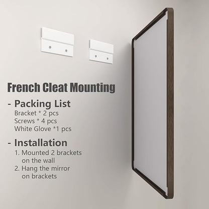 55x36 Bronze Bathroom Vanity Mirror for Wall, Large Bronze Frame Mirror with Brushed Metal Frame, Rounded Rectangle Mirror, Shatterproof, Anti-Rust (Horizontal/Vertical)