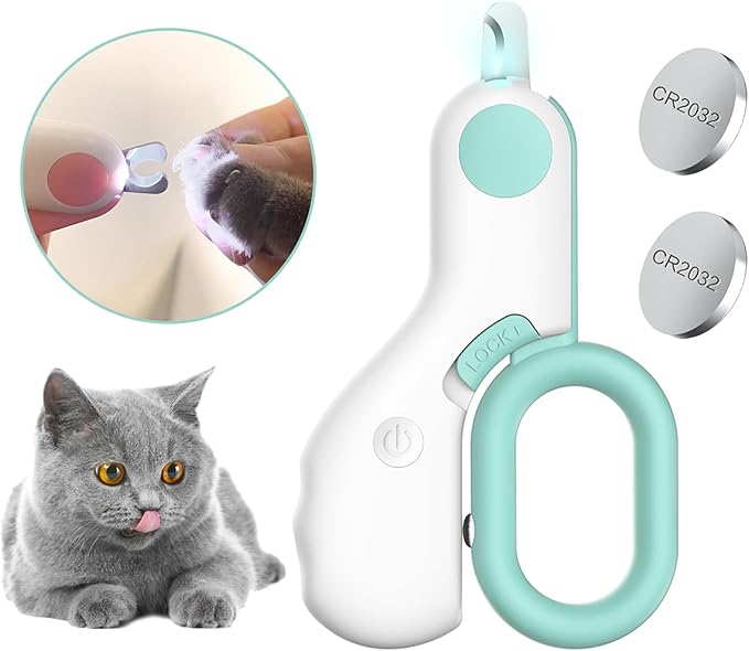 Pet Nail Clippers with LED Lights cat Nail Clippers for Indoor Cats Nail Trimmer Clippers for Small Dog Nail Trimmers Cats Rabbits Nail Clippers Bird Kittens (Blue)-Mewly Pet