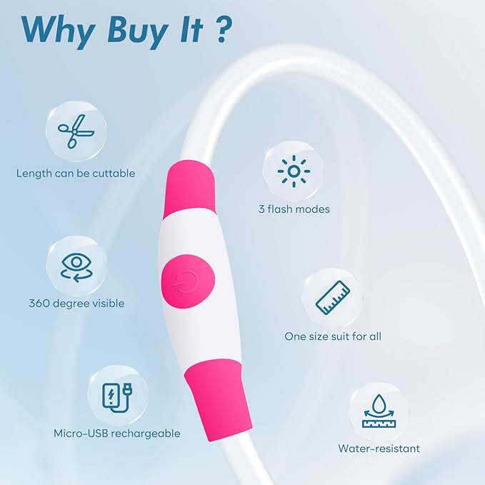 BSEEN Light Up Dog Collar, Rechargeable LED Dog Collar Waterproof Glowing Pet Collar TPU Cuttable Lighted Puppy Collar Safety Dog Lights for Night Walking (Pink 70cm)-Mewly Pet