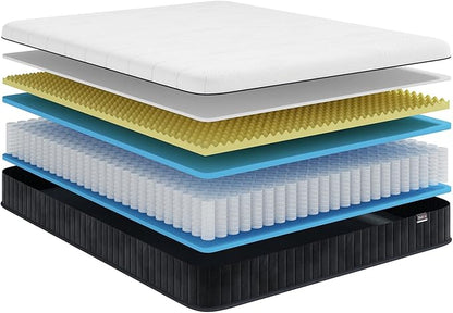 Swbvs Full Mattress, 12 Inch Full Size Mattress Bed in a Box,Memory Foam & Pocket Springs, Medium Feel, Cool Sleep & Pressure Relief, 120-Night Trial