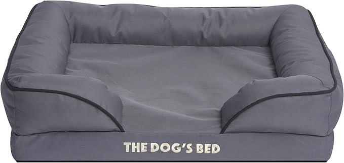 The Dog’s Bed, Orthopedic Standard Foam Waterproof Dog Bed with Standard Support, Medium Grey with Black Trim, Waterproof, Supportive Dog Bed with Replaceable Covers, Veterinary Approved-Mewly Pet