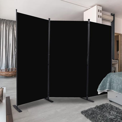 Room Divider, 3 Panel Folding Privacy Screens with Wider Support Feet, 6 Ft Portable Room Partition for Room Separator, 102" W X 71" H, Black