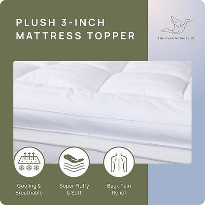 Plush Extra Thick Twin Mattress Topper, Soft & Cooling Pillow Top Bed Topper for Back Pain with 300TC Cotton Cover, Overfilled Mattress Pad Cover for Back Pain, Fit to 6”-22” Mattress.