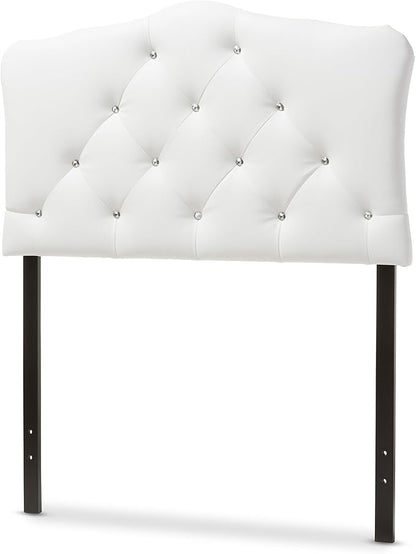 Baxton Studio Rita Modern and Contemporary White Faux Leather Upholstered Button-Tufted Scalloped Twin Size Headboard