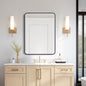 USHOWER Black Bathroom Mirror for Over Sink 22 x 30 Inch, Matte Black Rectangle Mirror for Wall, Rounded Metal Frame Vanity Mirror