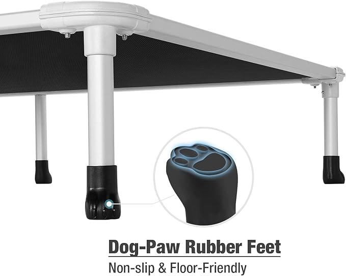 Veehoo Chew Proof Elevated Dog Bed - Cooling Raised Pet Cot - Silver Aluminum Frame and Durable Teslin Mesh Fabric, Unique Designed No-Slip Feet for Indoor or Outdoor Use, Black, XX-Large, CWC2003-Mewly Pet