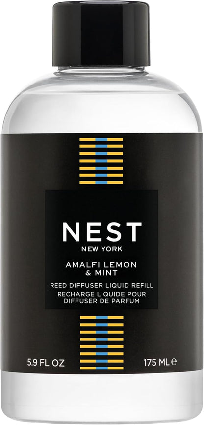 NEST New York Reed Diffuser Liquid Refill, Amalfi Lemon & Mint - 5.9 fl oz - Fragrance for Up to 90 Days - Flame Free