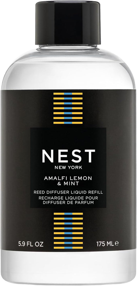 NEST New York Reed Diffuser Liquid Refill, Amalfi Lemon & Mint - 5.9 fl oz - Fragrance for Up to 90 Days - Flame Free