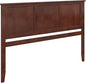 AFI, Madison King Solid Wood Panel Headboard with Attachable Charger, Walnut