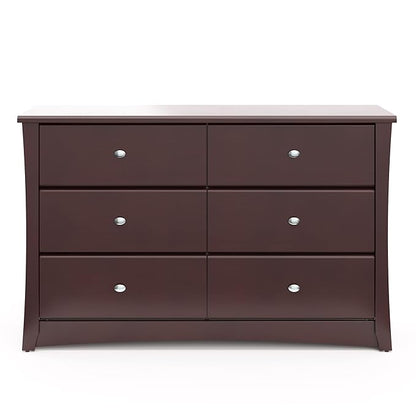 Storkcraft Crescent 6-Drawer Dresser (Espresso) – GREENGUARD Gold Certified, Brown Dresser for Bedroom, Kids & Nursery Storage Chest, Safety Interlocking Drawers, Pre-Installed Tracks, Kids Chest
