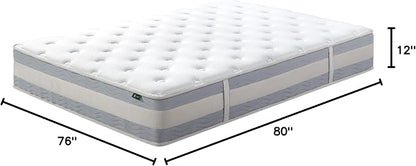 ZINUS 12 Inch Comfort Support Hybrid Mattress [New Version], King, Fiberglass Free, Medium Plush, Motion Isolation, Certified Safe Foams & Fabric, Mattress in A Box