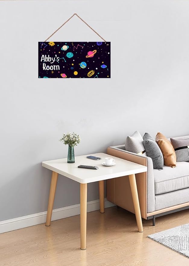 Personalized Sign Outer Space Theme Art Décor For Kids Room Custom Name Universe Star Door Wall Decor For Little Man Cave, Starry Sky Nursery Art Plate For Boys Room Girls Bedroom